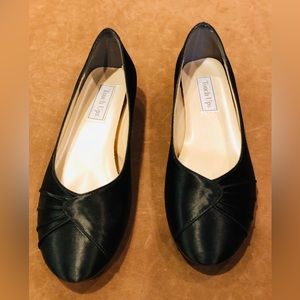 Touch Ups Black Satin low heel shoes size 7.5